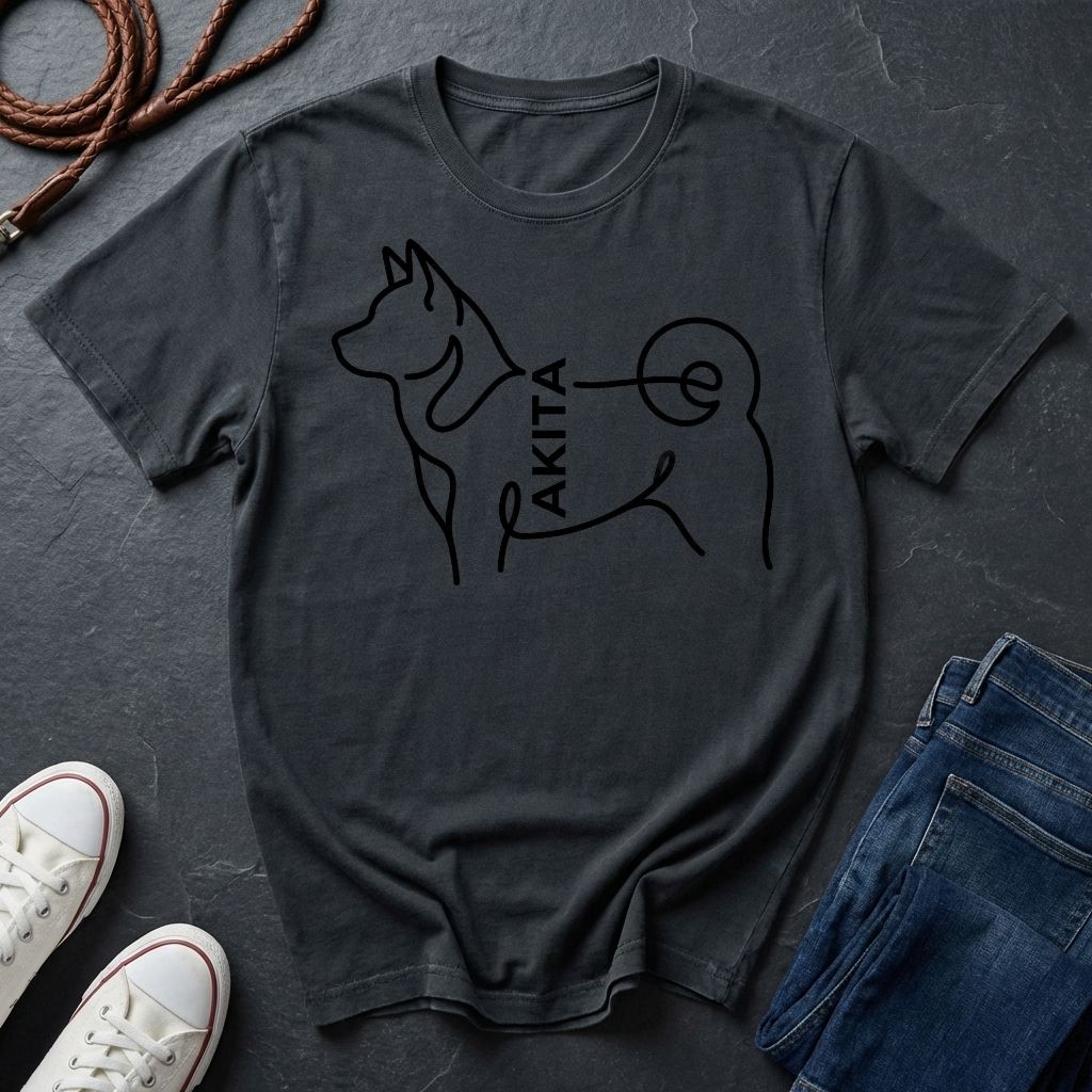 Akita Minimalist Line Art Shirt - Comfort Colors 1717 Dog Breed Tee - Akita Mom Gift