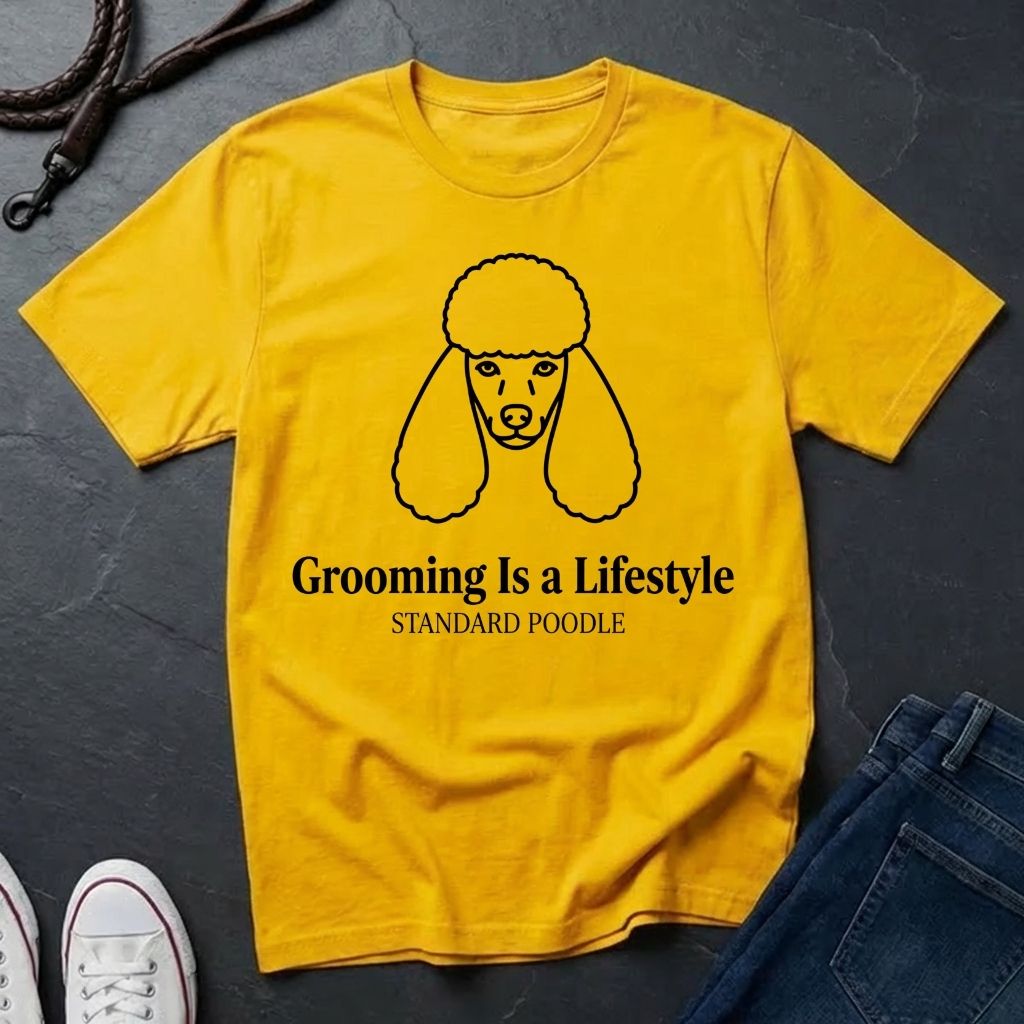 Poodle 'Grooming Is a Lifestyle' Graphic Pop Art Shirt — Modern Line Art Dog Tee