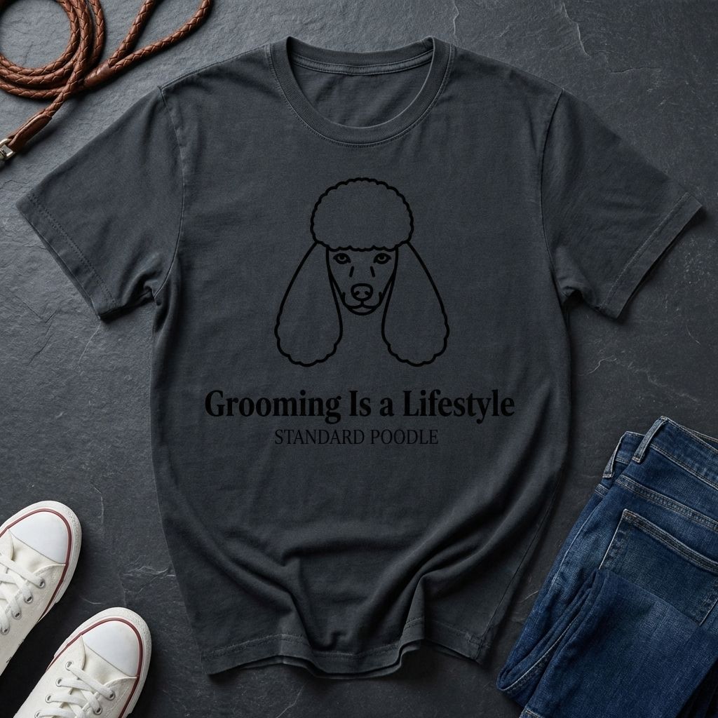 Poodle 'Grooming Is a Lifestyle' Graphic Pop Art Shirt — Modern Line Art Dog Tee