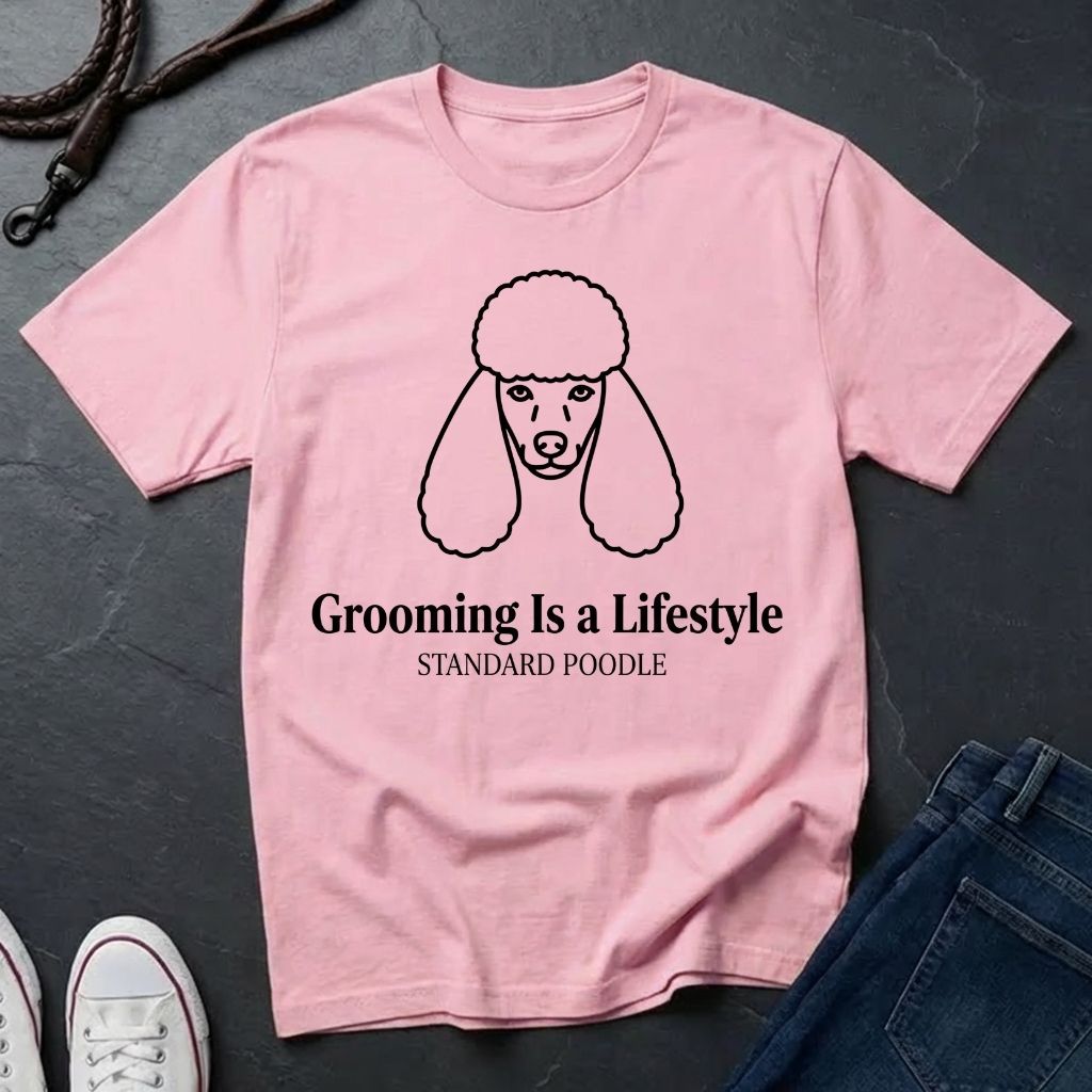 Poodle 'Grooming Is a Lifestyle' Graphic Pop Art Shirt — Modern Line Art Dog Tee