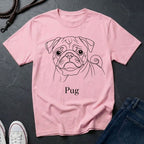 Pug Outline Graphic Pop Art Shirt — Minimalist Bold Dog Portrait Tee