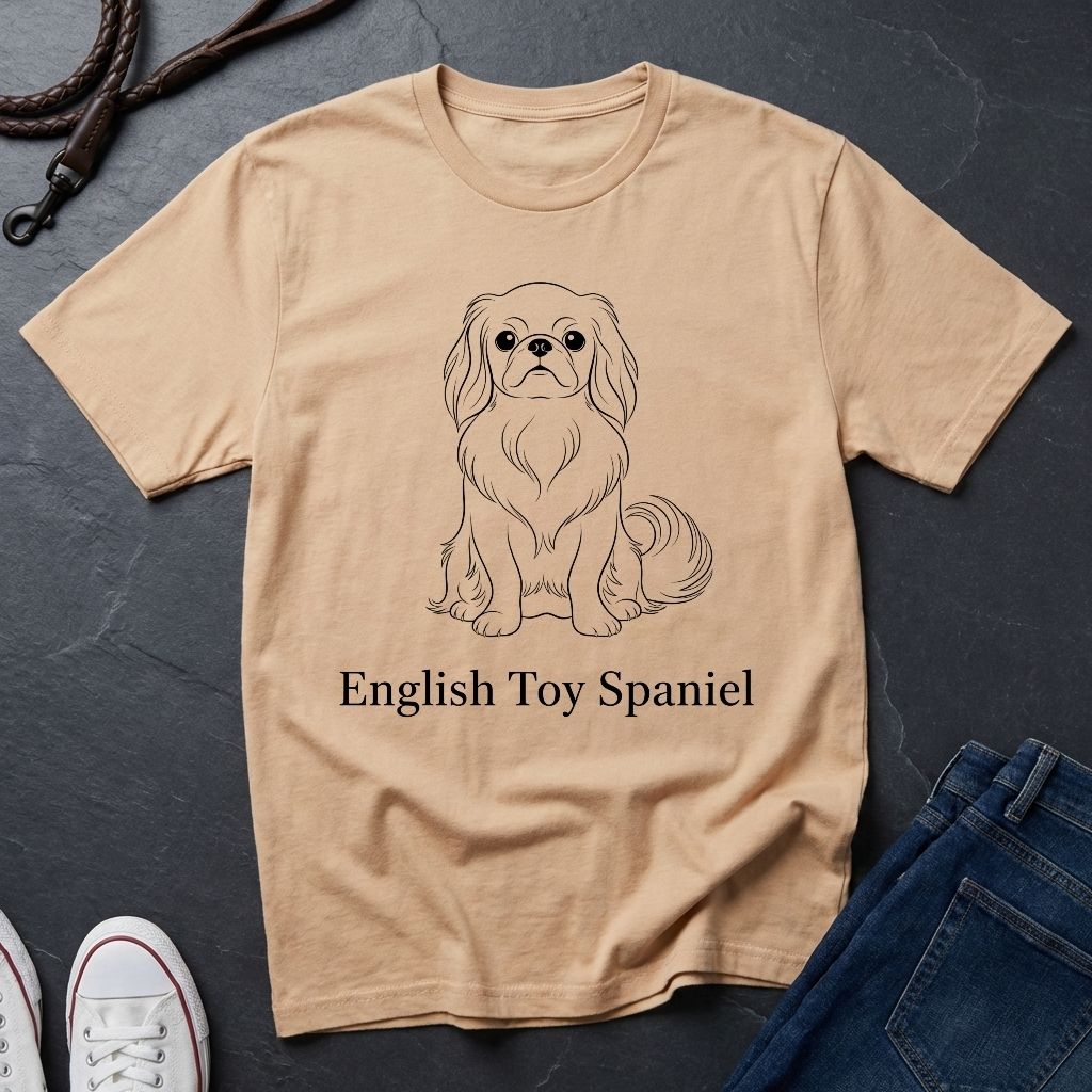 English Toy Spaniel Line Art Shirt — Bold Graphic Pop Art Dog Tee - Comfort Colors 1717