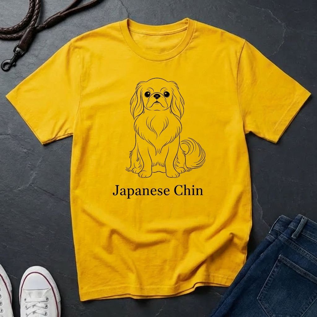 Japanese Chin Graphic Pop Art Shirt — Bold Minimalist Line Art Dog Tee
