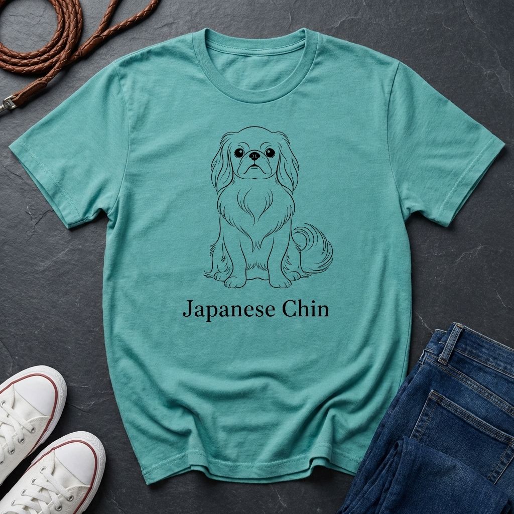 Japanese Chin Graphic Pop Art Shirt — Bold Minimalist Line Art Dog Tee
