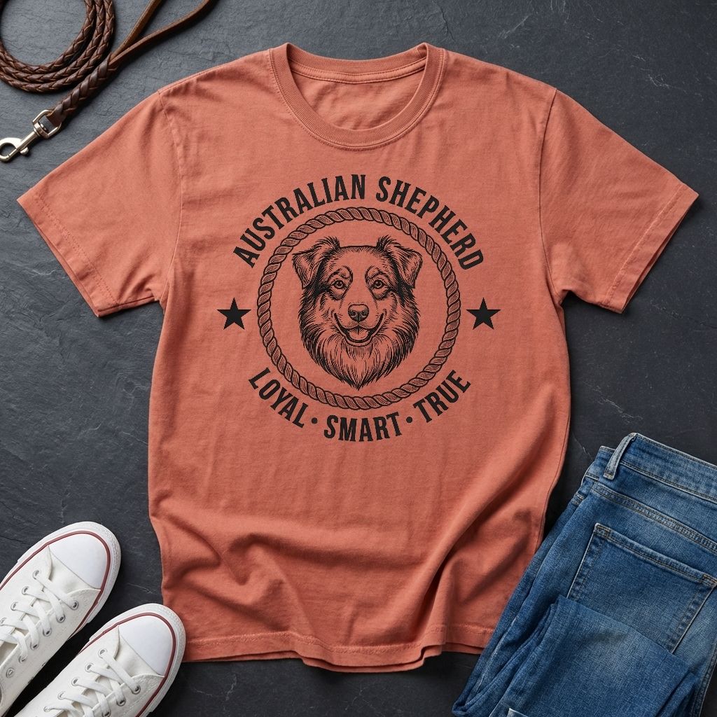 Australian Shepherd Heritage Badge Shirt — Loyal Smart True Dog Tee