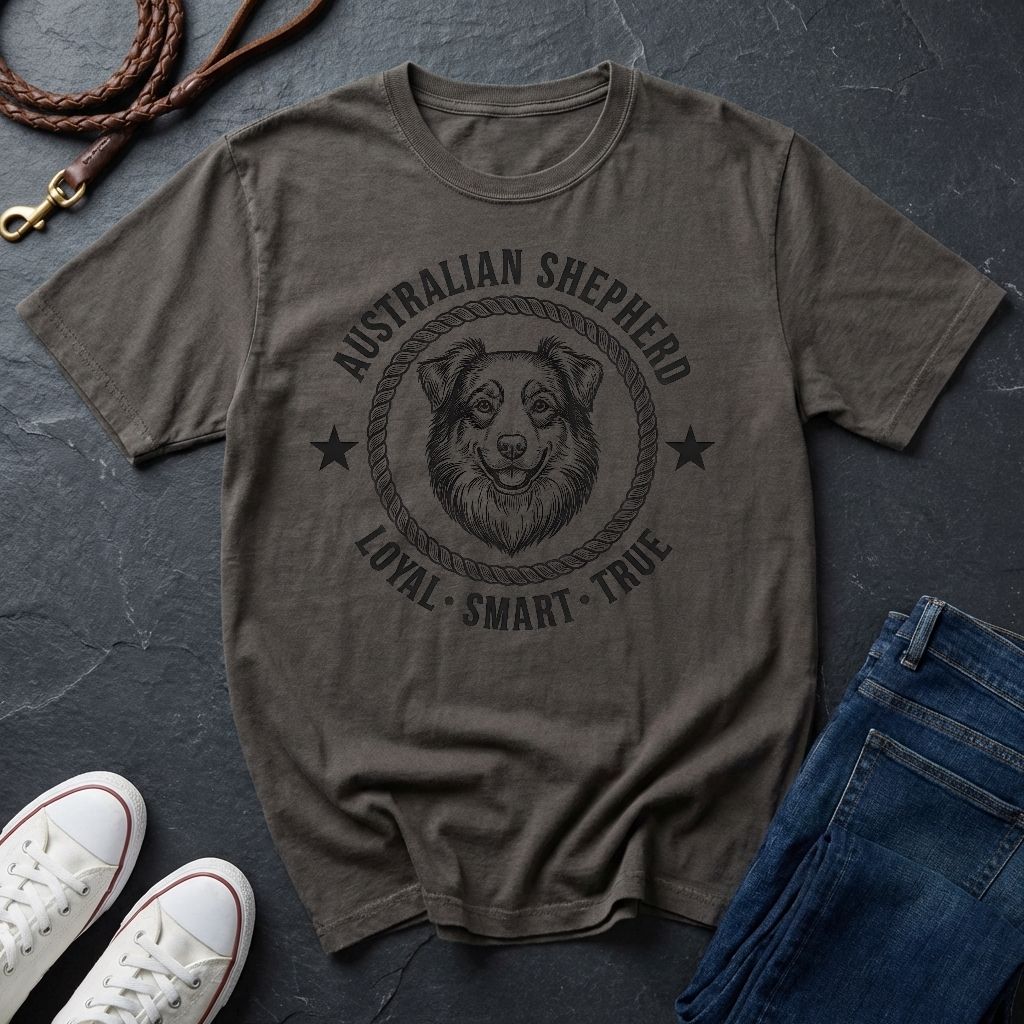 Australian Shepherd Heritage Badge Shirt — Loyal Smart True Dog Tee