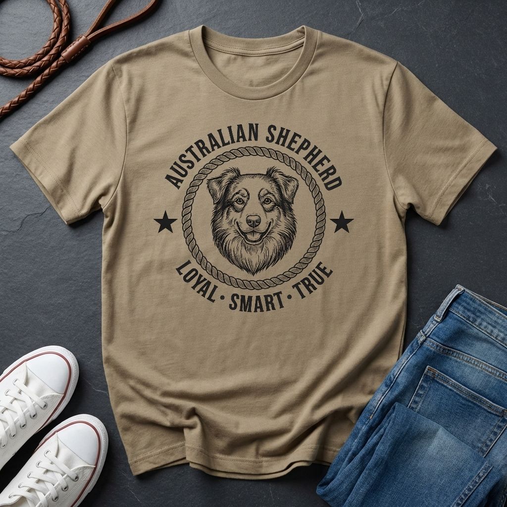 Australian Shepherd Heritage Badge Shirt — Loyal Smart True Dog Tee