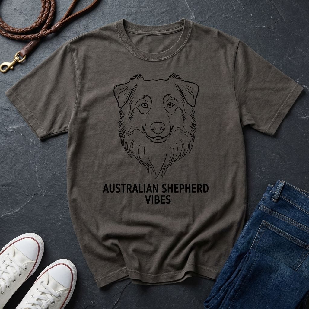 Australian Shepherd Vibes Shirt — Bold Line Art Dog Tee
