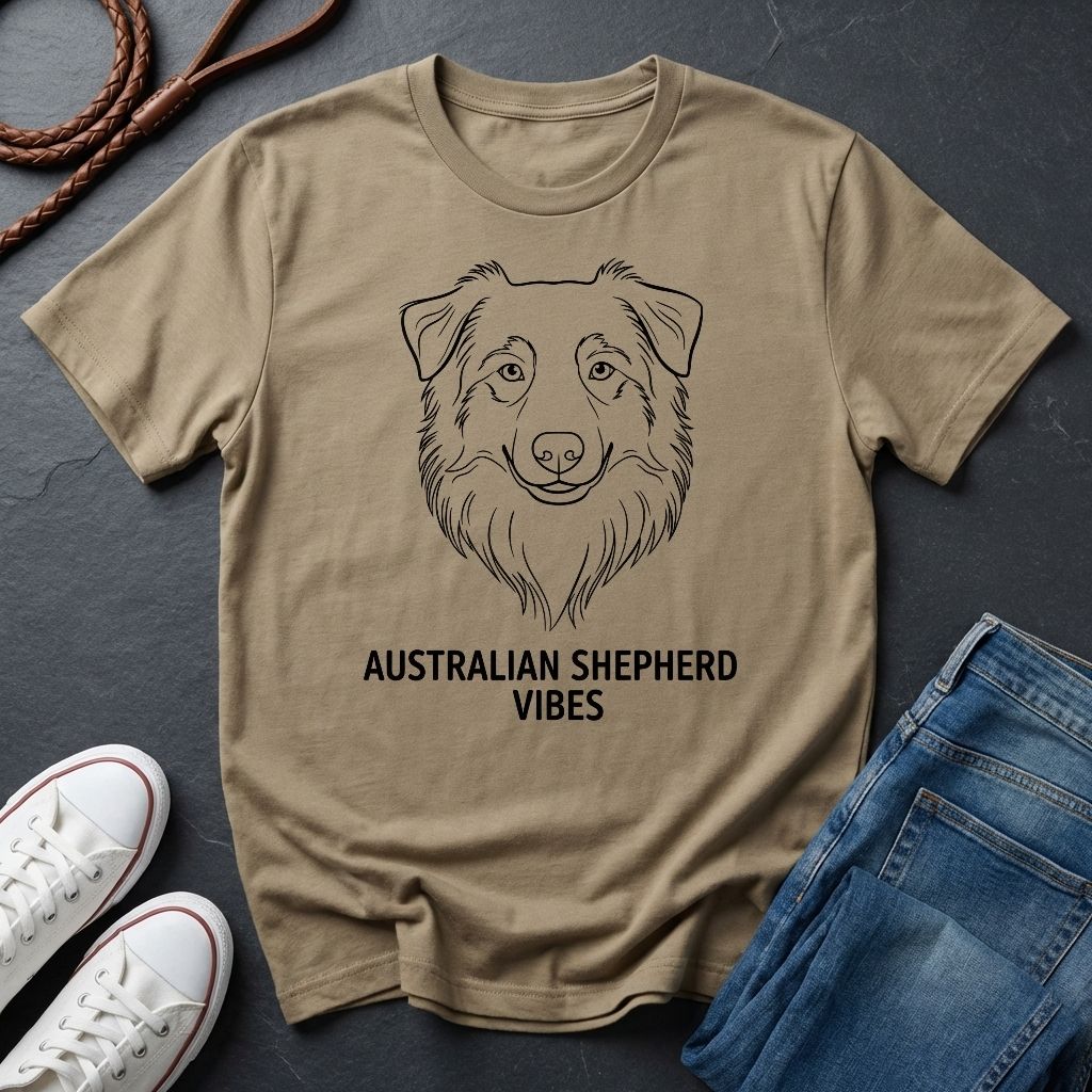 Australian Shepherd Vibes Shirt — Bold Line Art Dog Tee