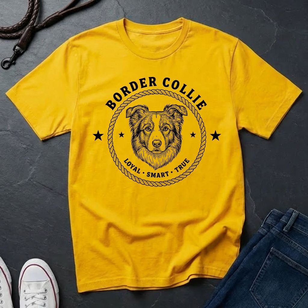 Border Collie Heritage Badge Shirt — Loyal Smart True Dog Tee — Comfort Colors 1717