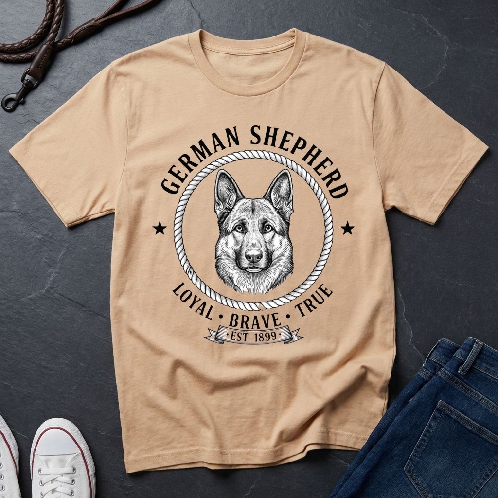 German Shepherd "Loyal Brave True" Retro Badge T-Shirt