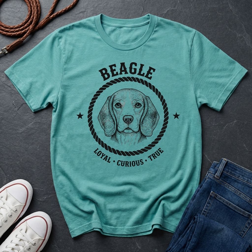 Beagle "Loyal Curious True" Retro Badge T-Shirt