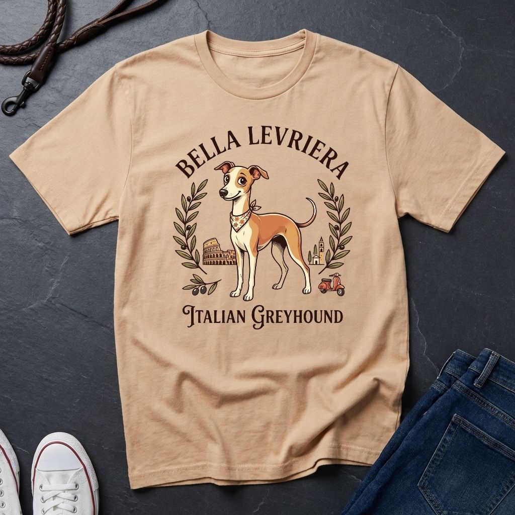 "Bella Levriera" Italian Greyhound Vintage Graphic T-Shirt