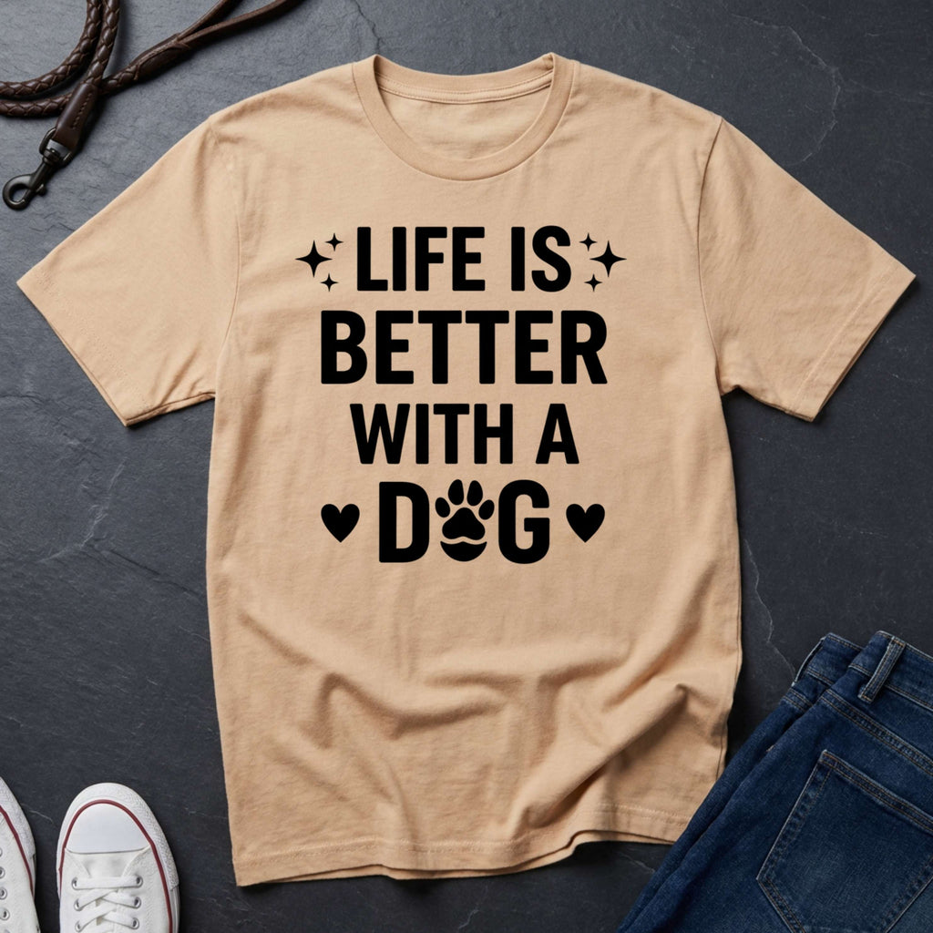 Life Is Better With A Dog Shirt - Dog Lover Gift - Comfort Colors Inspirational Dog Owner Tee