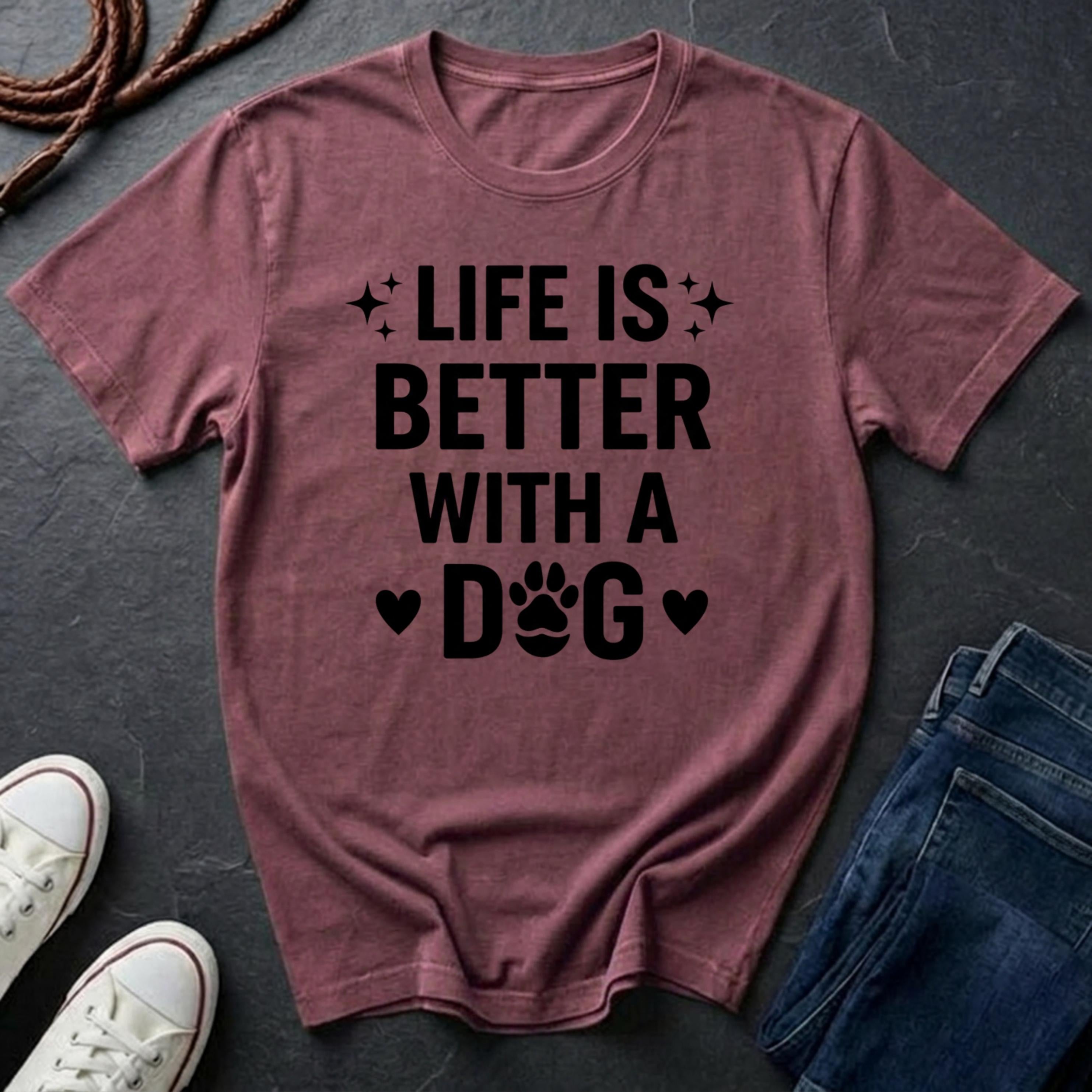 Life Is Better With A Dog Shirt - Dog Lover Gift - Comfort Colors Inspirational Dog Owner Tee