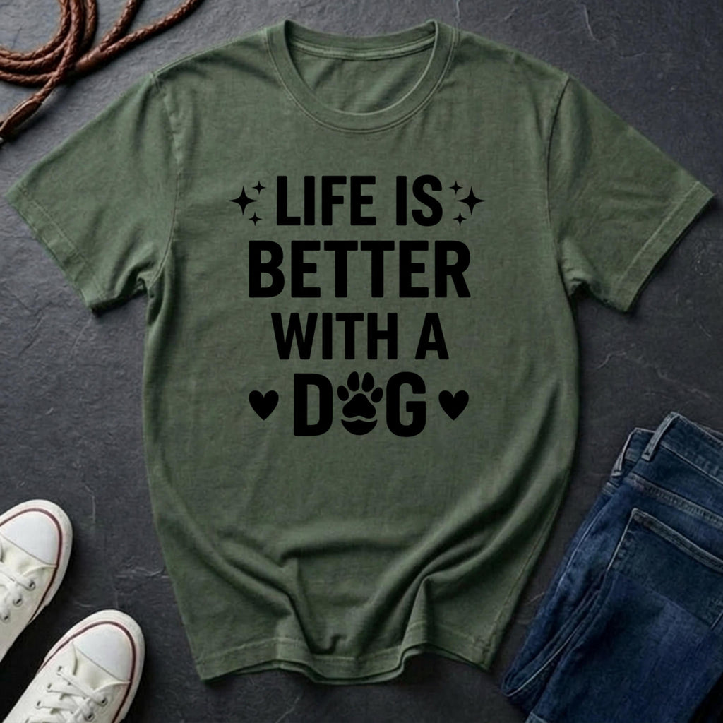 Life Is Better With A Dog Shirt - Dog Lover Gift - Comfort Colors Inspirational Dog Owner Tee