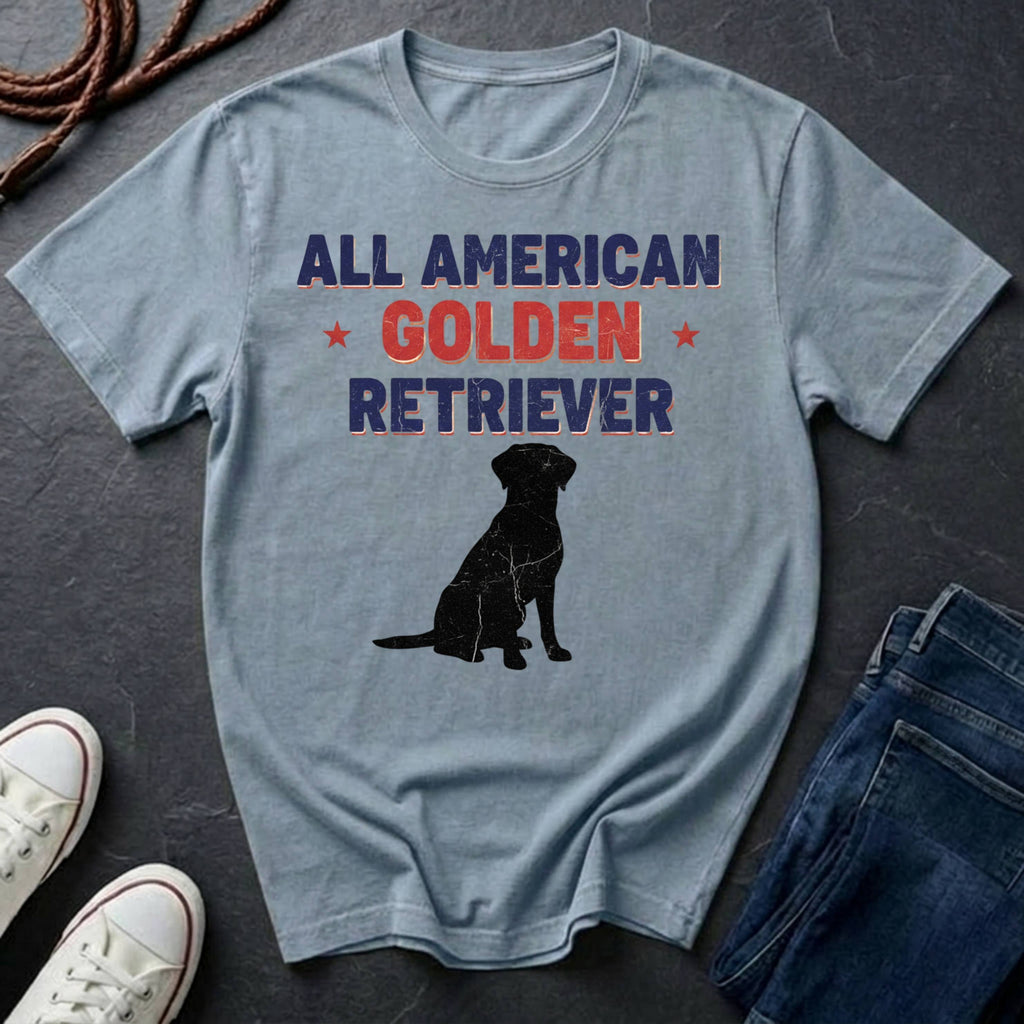 All American Golden Retriever T-Shirt — Patriotic Dog Lover Tee