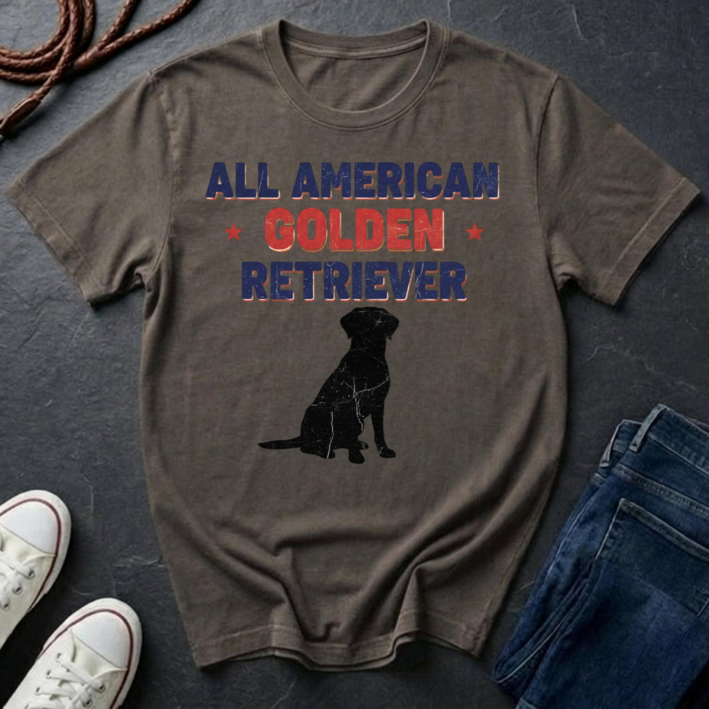 All American Golden Retriever T-Shirt — Patriotic Dog Lover Tee