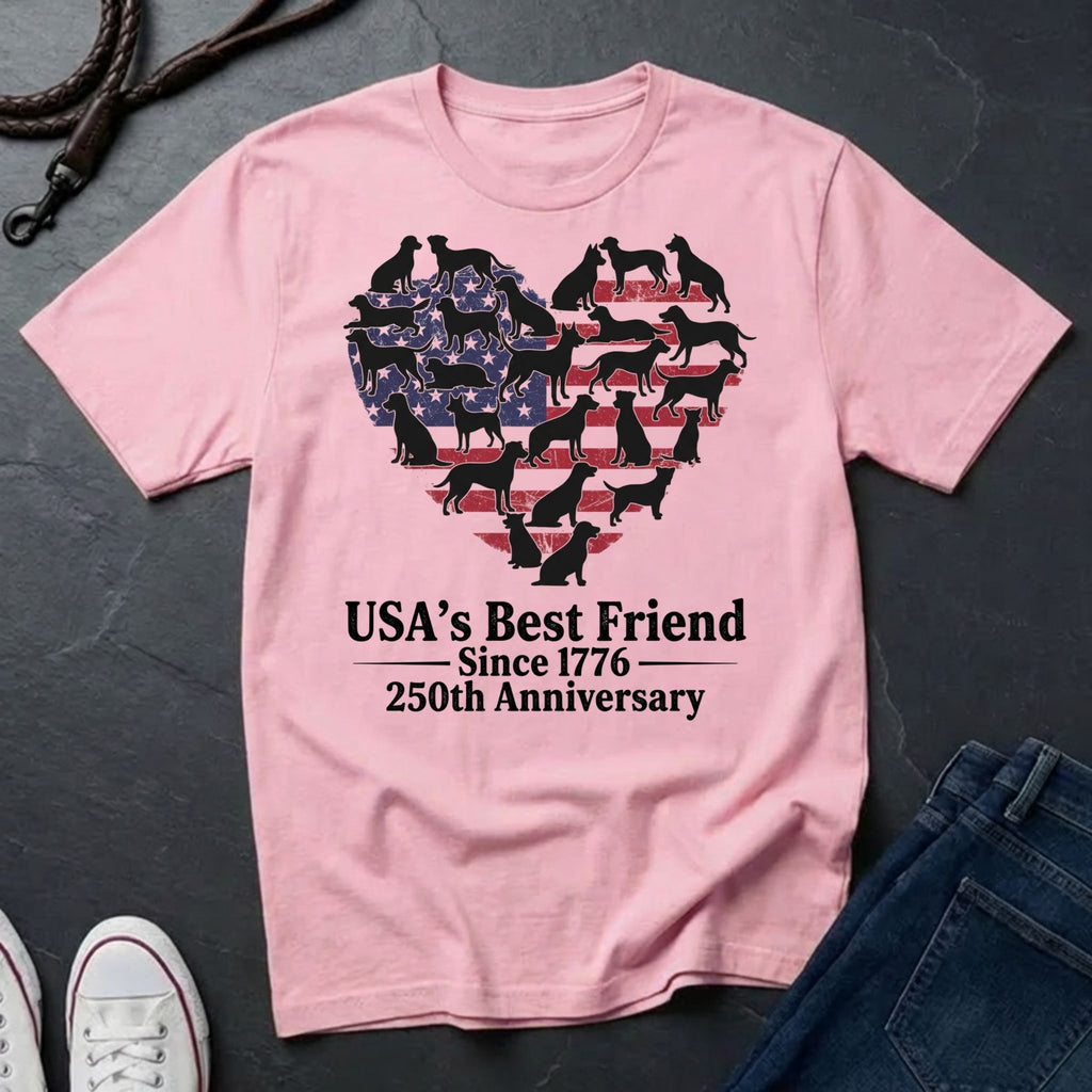 USA's Best Friend Since 1776 Shirt - 250th Anniversary Patriotic Dog Tee
