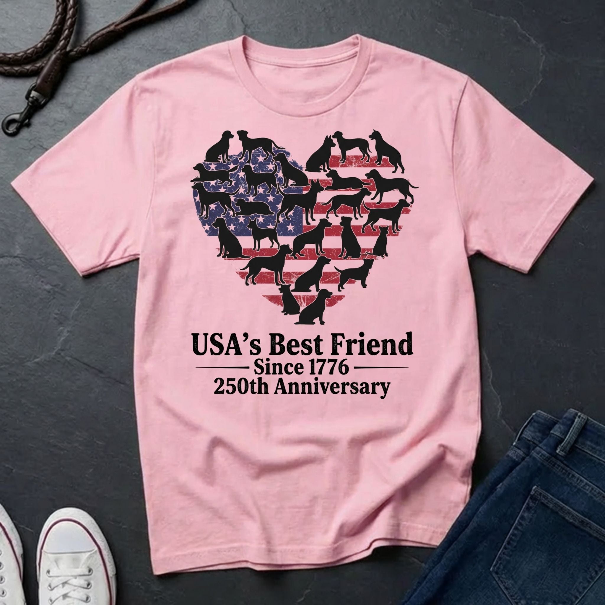 USA's Best Friend Since 1776 Shirt - 250th Anniversary Patriotic Dog Tee