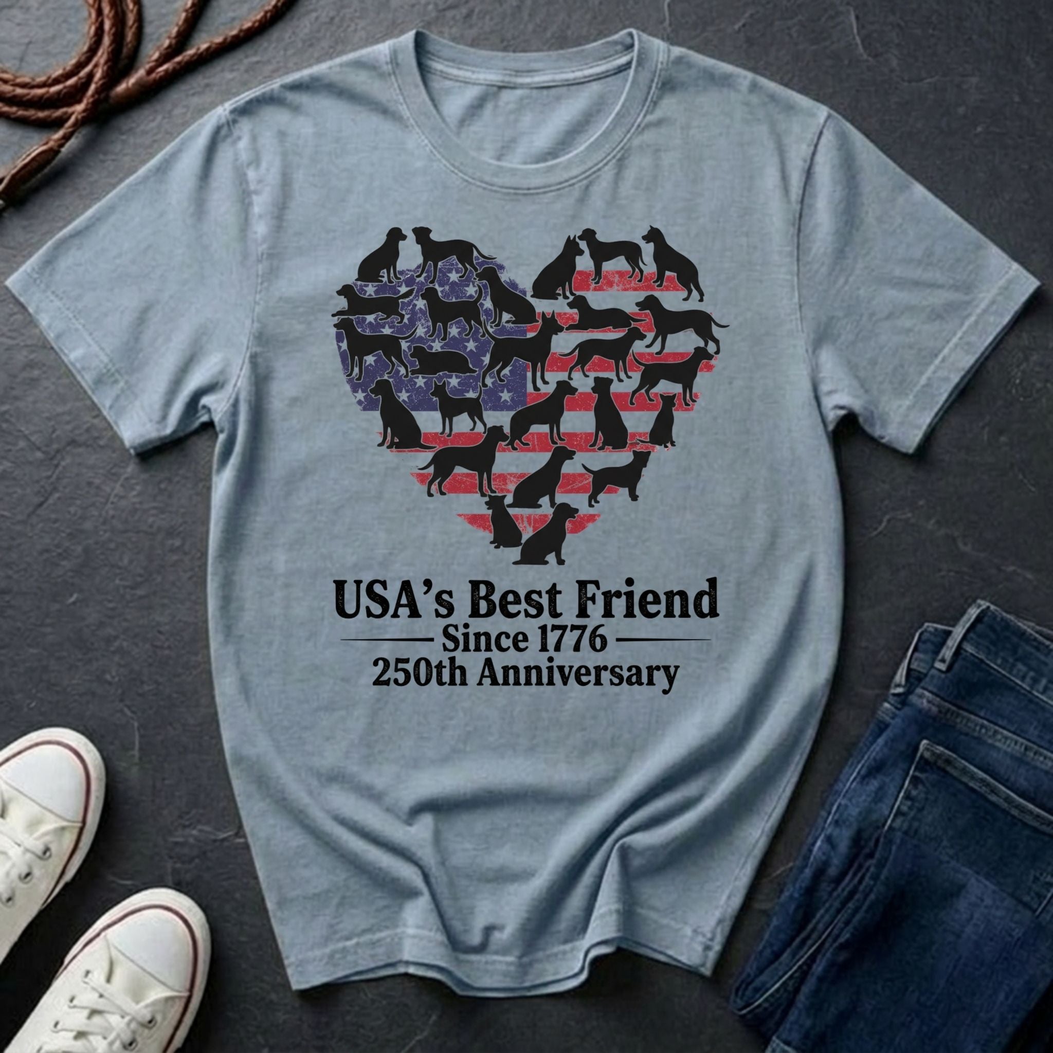 USA's Best Friend Since 1776 Shirt - 250th Anniversary Patriotic Dog Tee