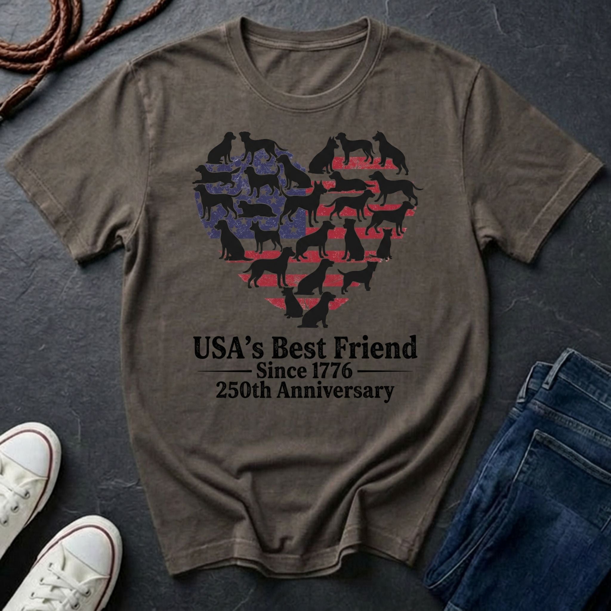 USA's Best Friend Since 1776 Shirt - 250th Anniversary Patriotic Dog Tee