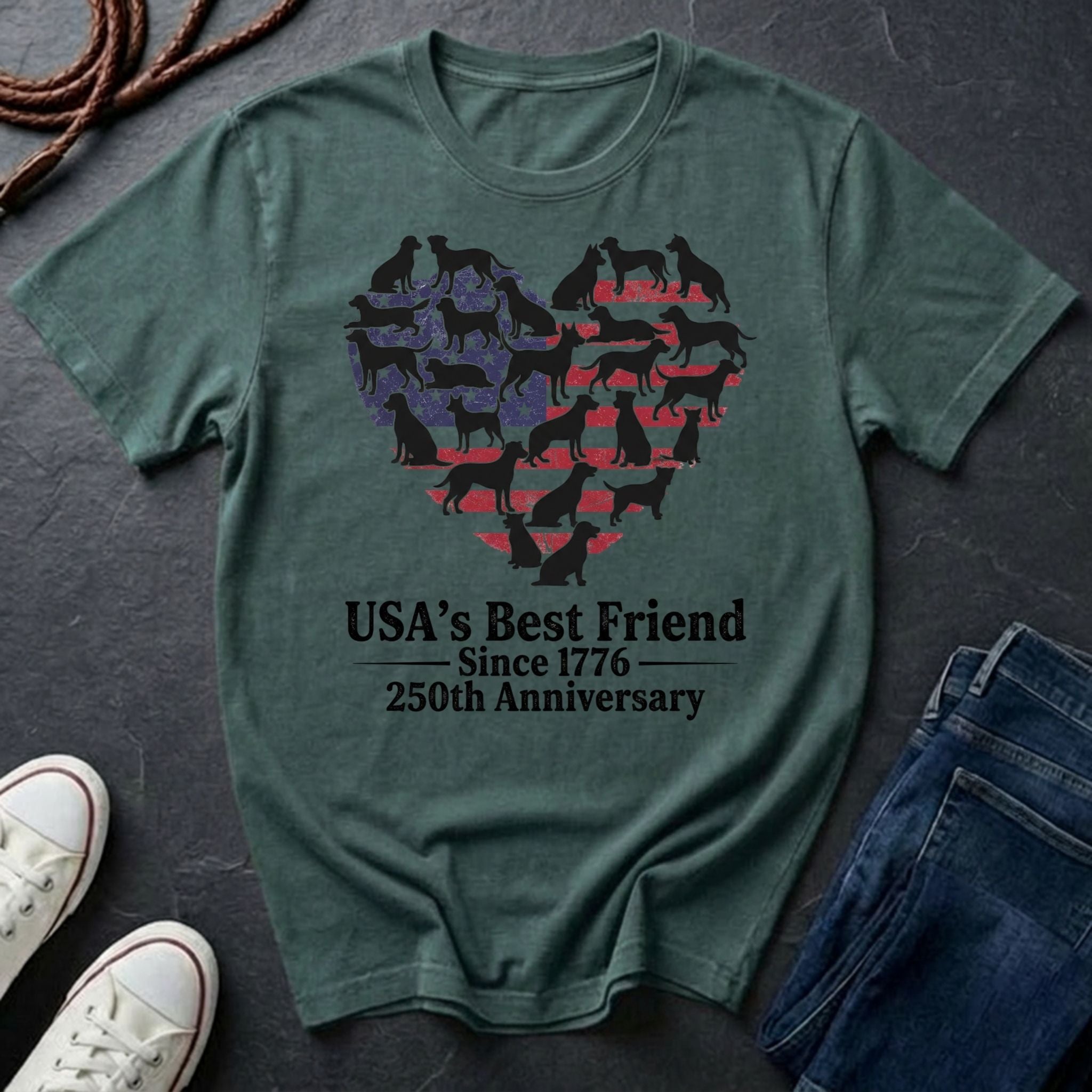 USA's Best Friend Since 1776 Shirt - 250th Anniversary Patriotic Dog Tee