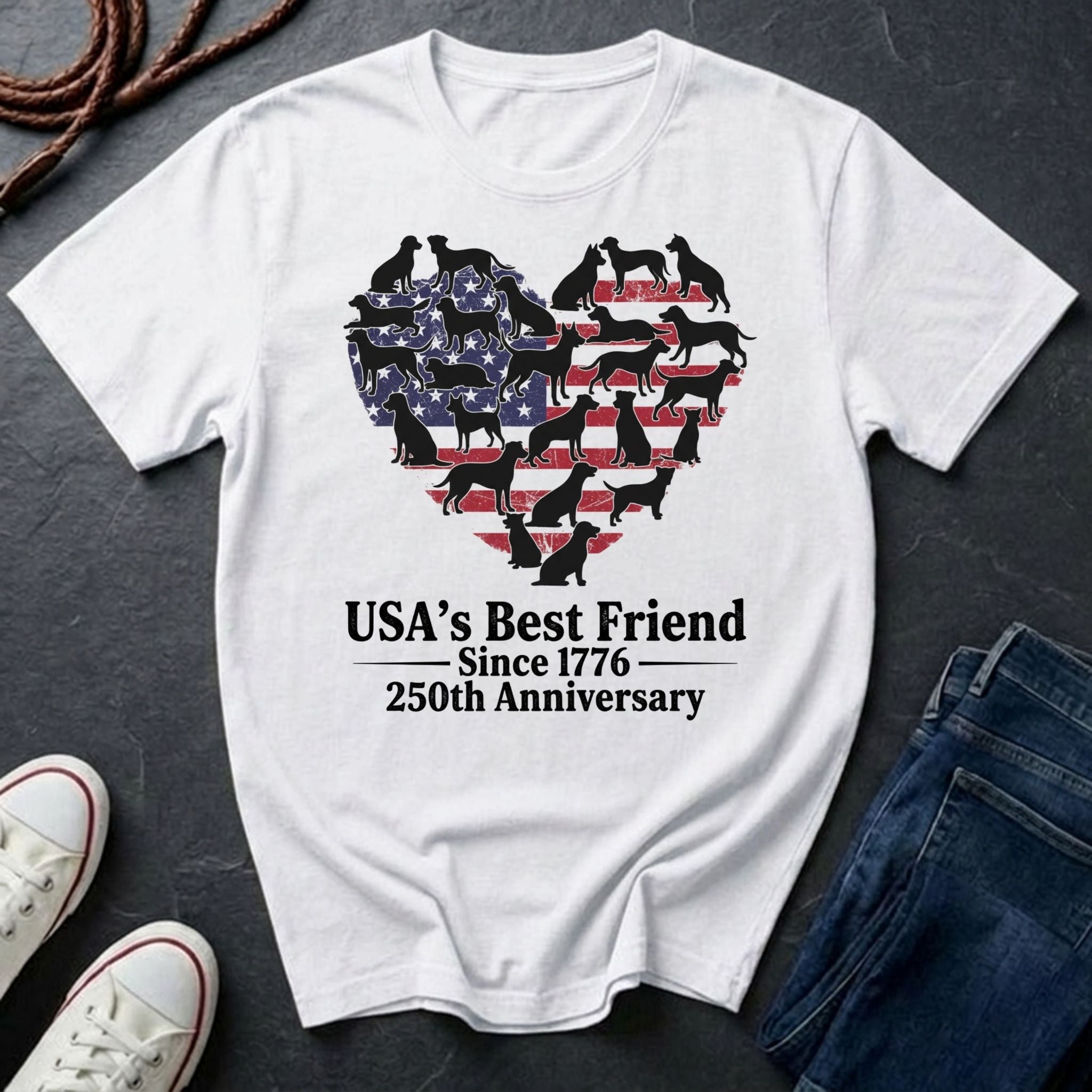USA's Best Friend Since 1776 Shirt - 250th Anniversary Patriotic Dog Tee