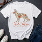 GSD Mama Floral T-Shirt | German Shepherd Mom Shirt | Boho Wildflower GSD Tee | Gift for German Shepherd Owner