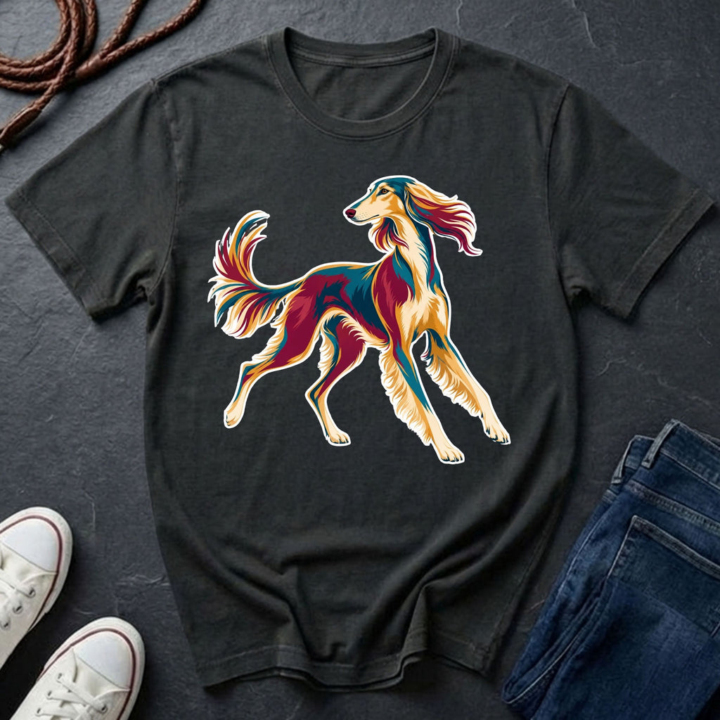 Saluki Graphic Pop Art Shirt — Bold Colorful Sighthound Tee — Comfort Colors 1717