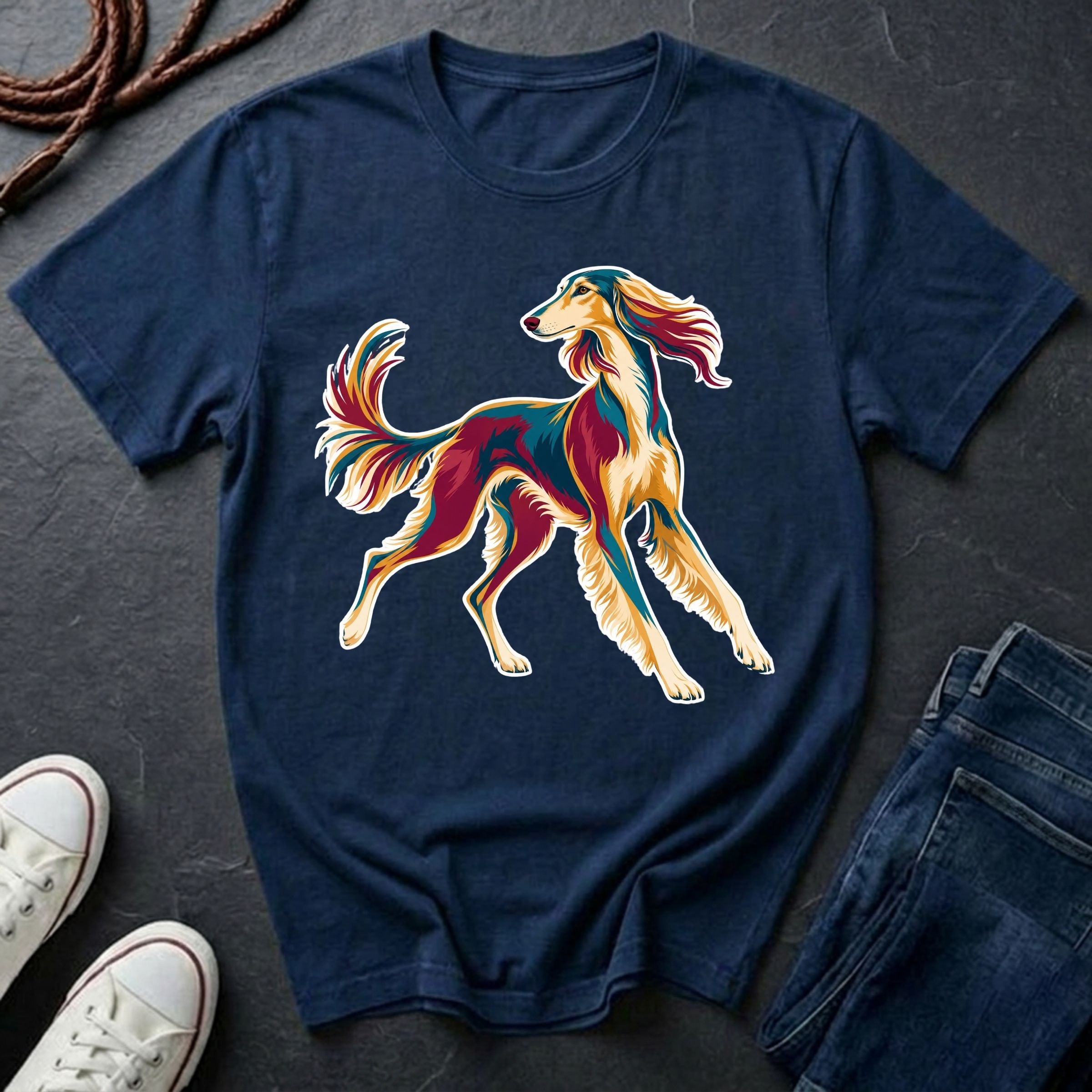 Saluki Graphic Pop Art Shirt — Bold Colorful Sighthound Tee — Comfort Colors 1717