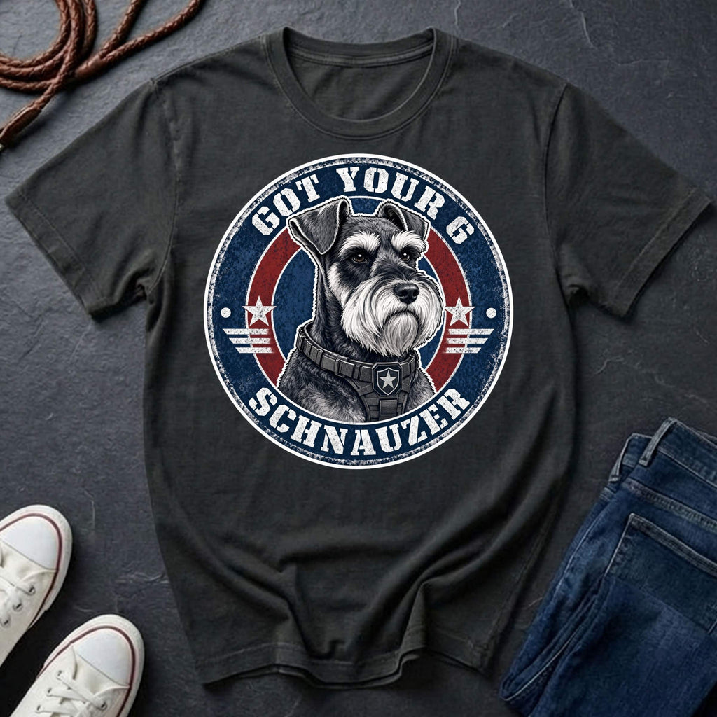Miniature Schnauzer "Got Your 6" Shirt — Loyal Guardian Tee — Comfort Colors 1717