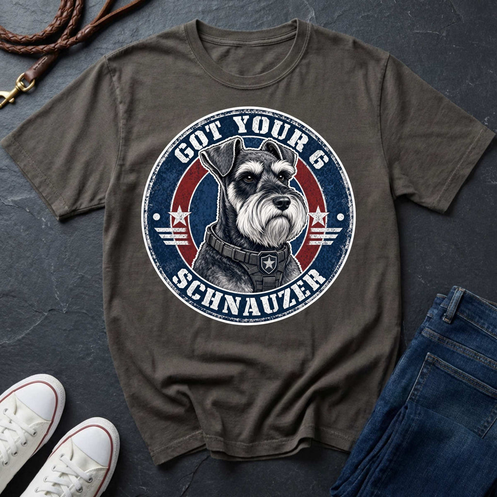 Miniature Schnauzer "Got Your 6" Shirt — Loyal Guardian Tee — Comfort Colors 1717