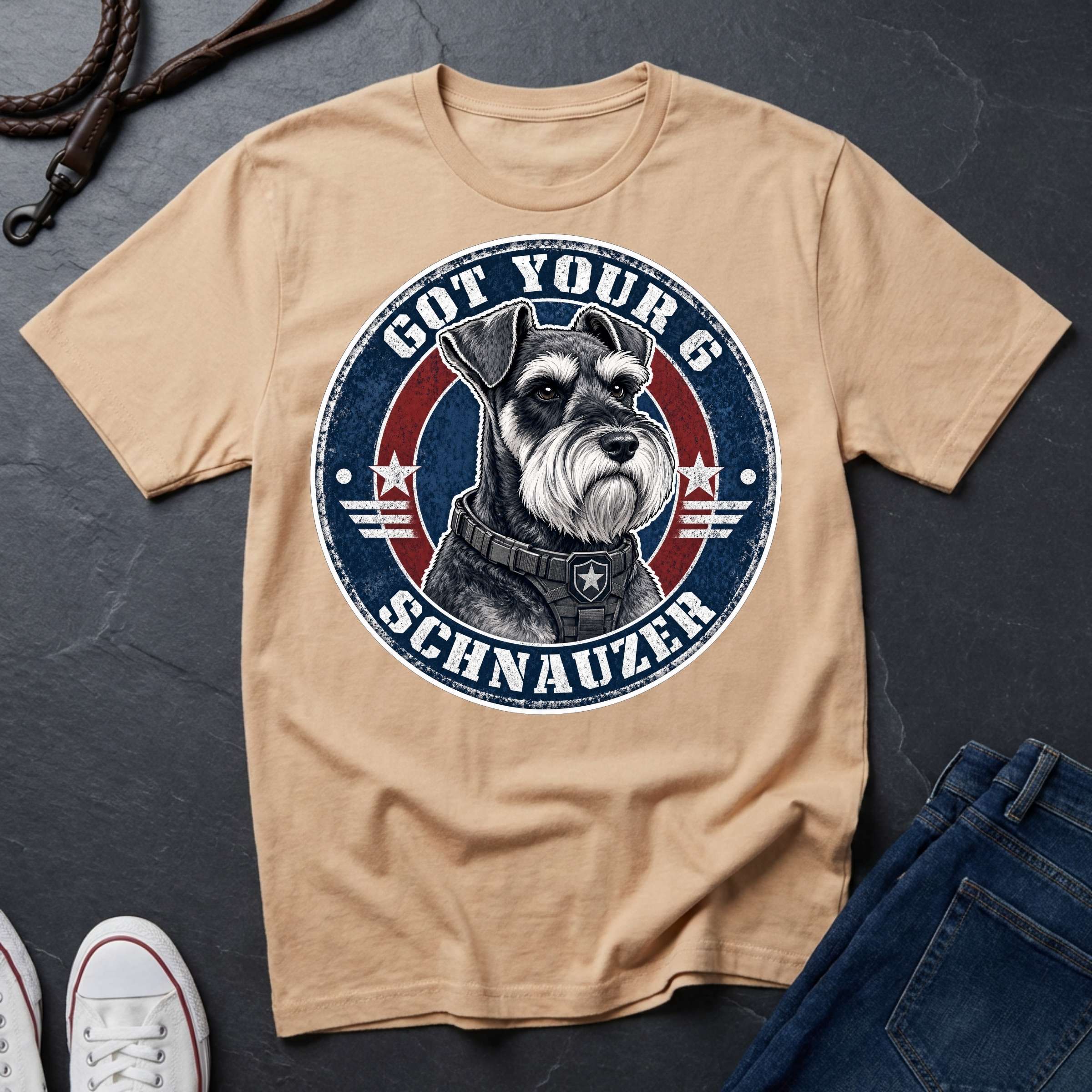 Miniature Schnauzer "Got Your 6" Shirt — Loyal Guardian Tee — Comfort Colors 1717