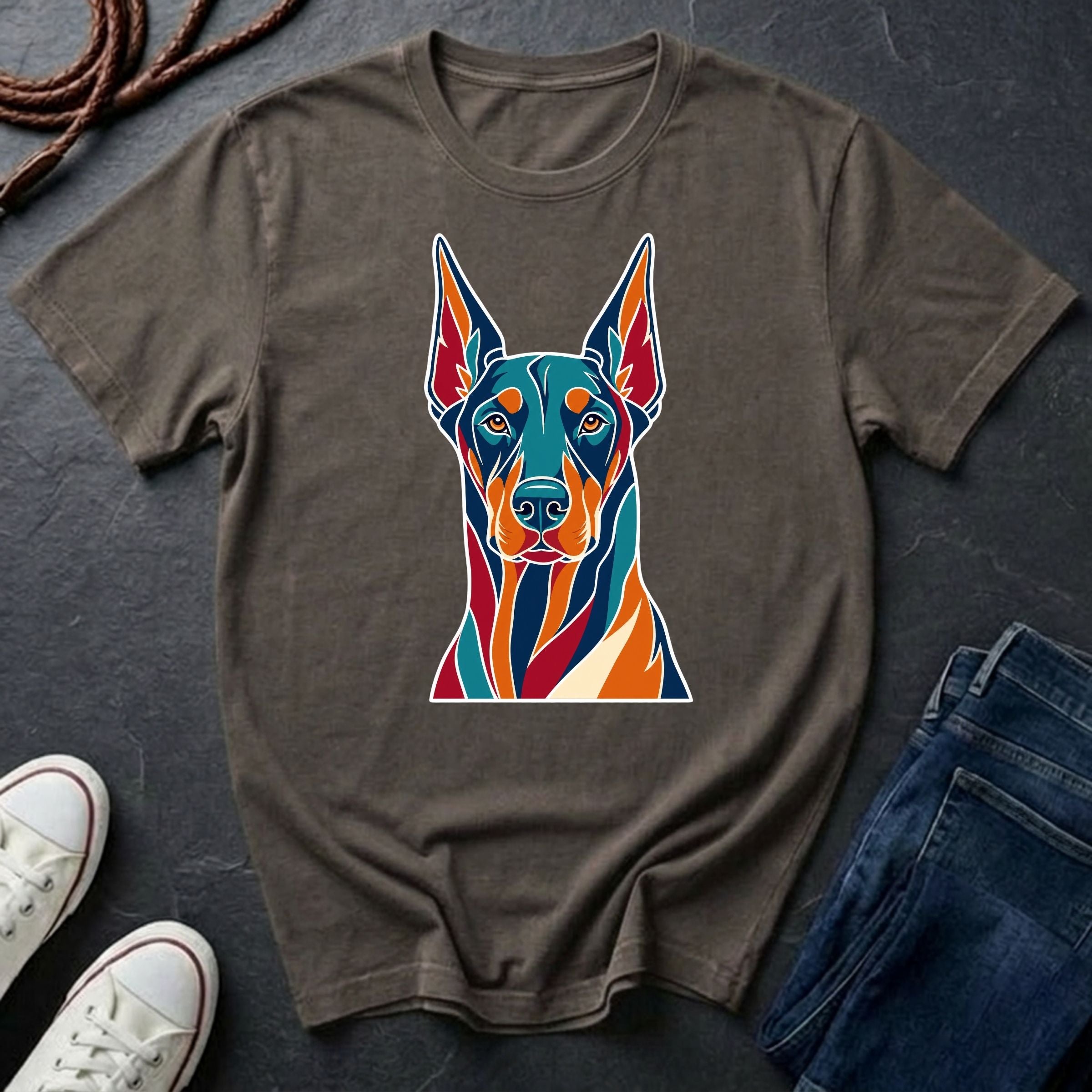 Doberman Graphic Pop Art Shirt — Bold Colorful Dog Portrait Tee — Comfort Colors 1717