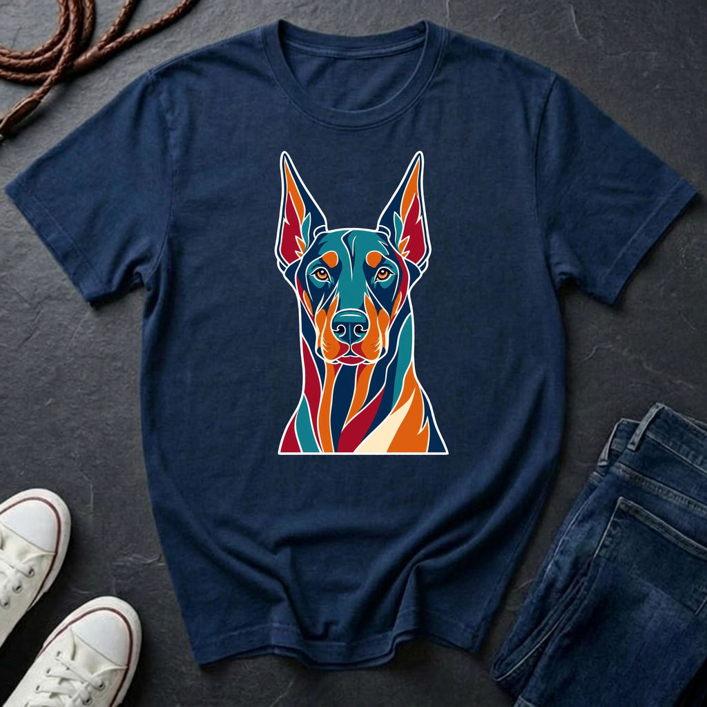 Doberman Graphic Pop Art Shirt — Bold Colorful Dog Portrait Tee — Comfort Colors 1717