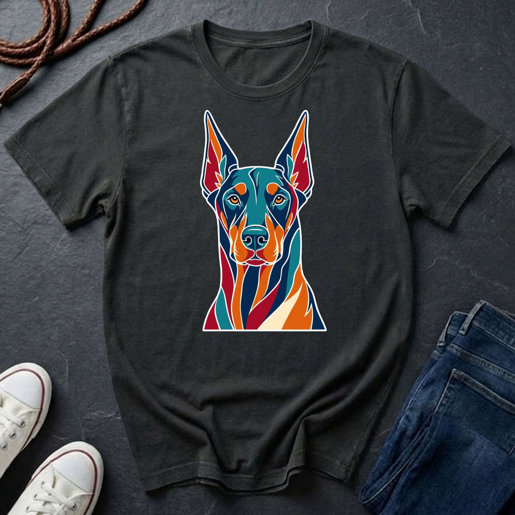 Doberman Graphic Pop Art Shirt — Bold Colorful Dog Portrait Tee — Comfort Colors 1717