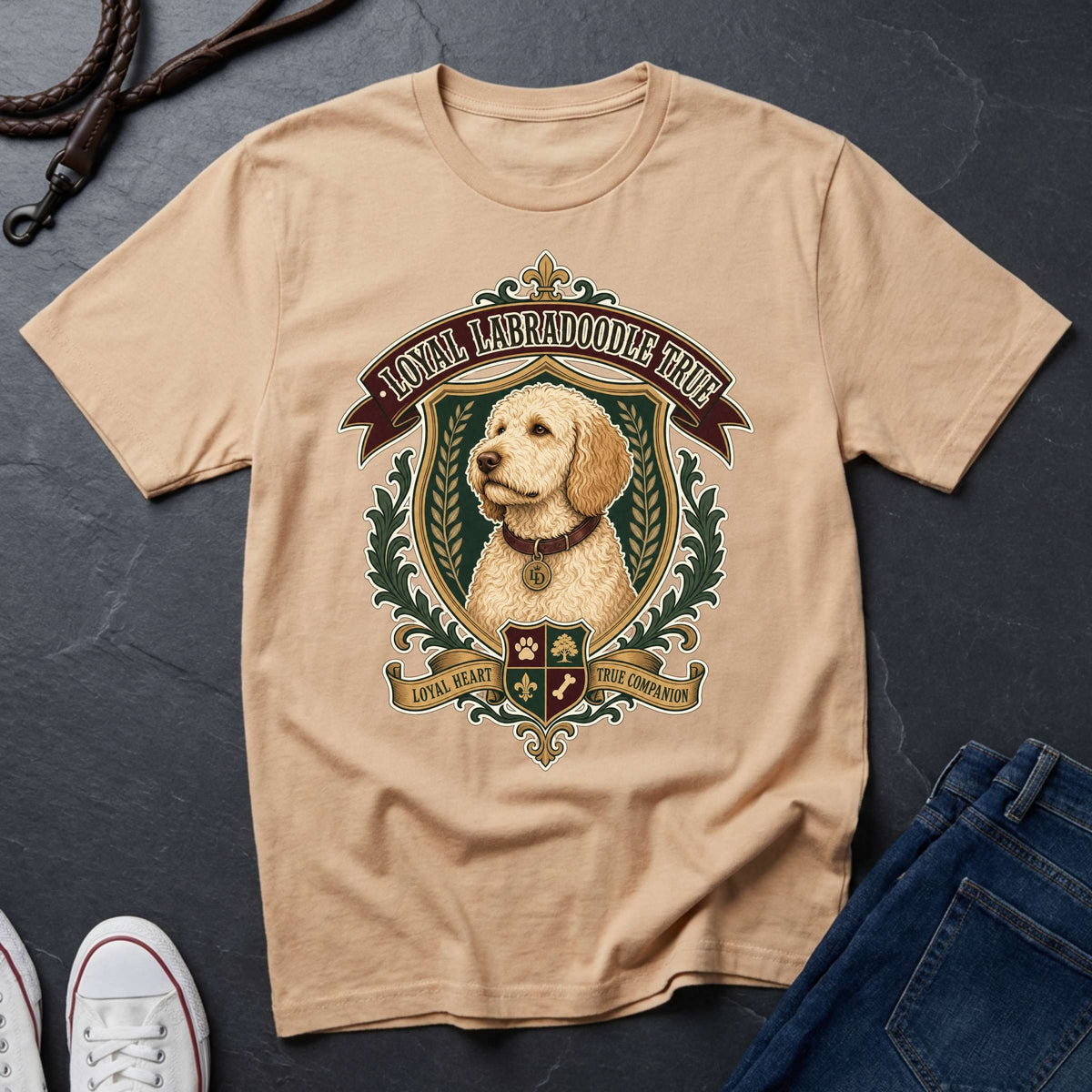 Labradoodle Heritage Badge Shirt — Loyal Bold True — Comfort Colors 1717