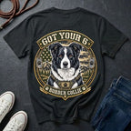 Border Collie Got Your 6 Shirt — Loyal Working Partner Tactical Tee — Comfort Colors 1717